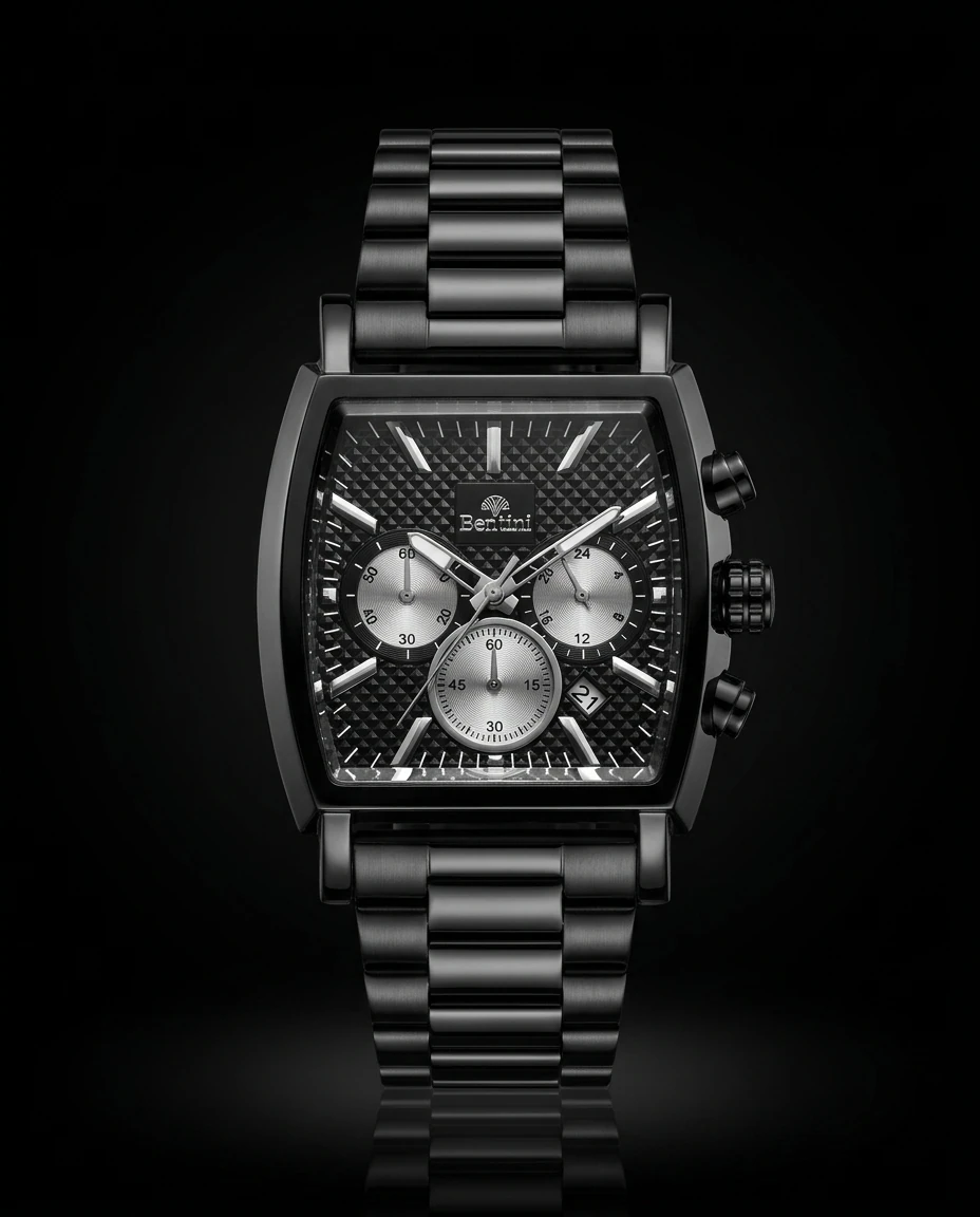 Bentini Guido erkek kol saati — quartz, 39 mm kasa, çelik kordon