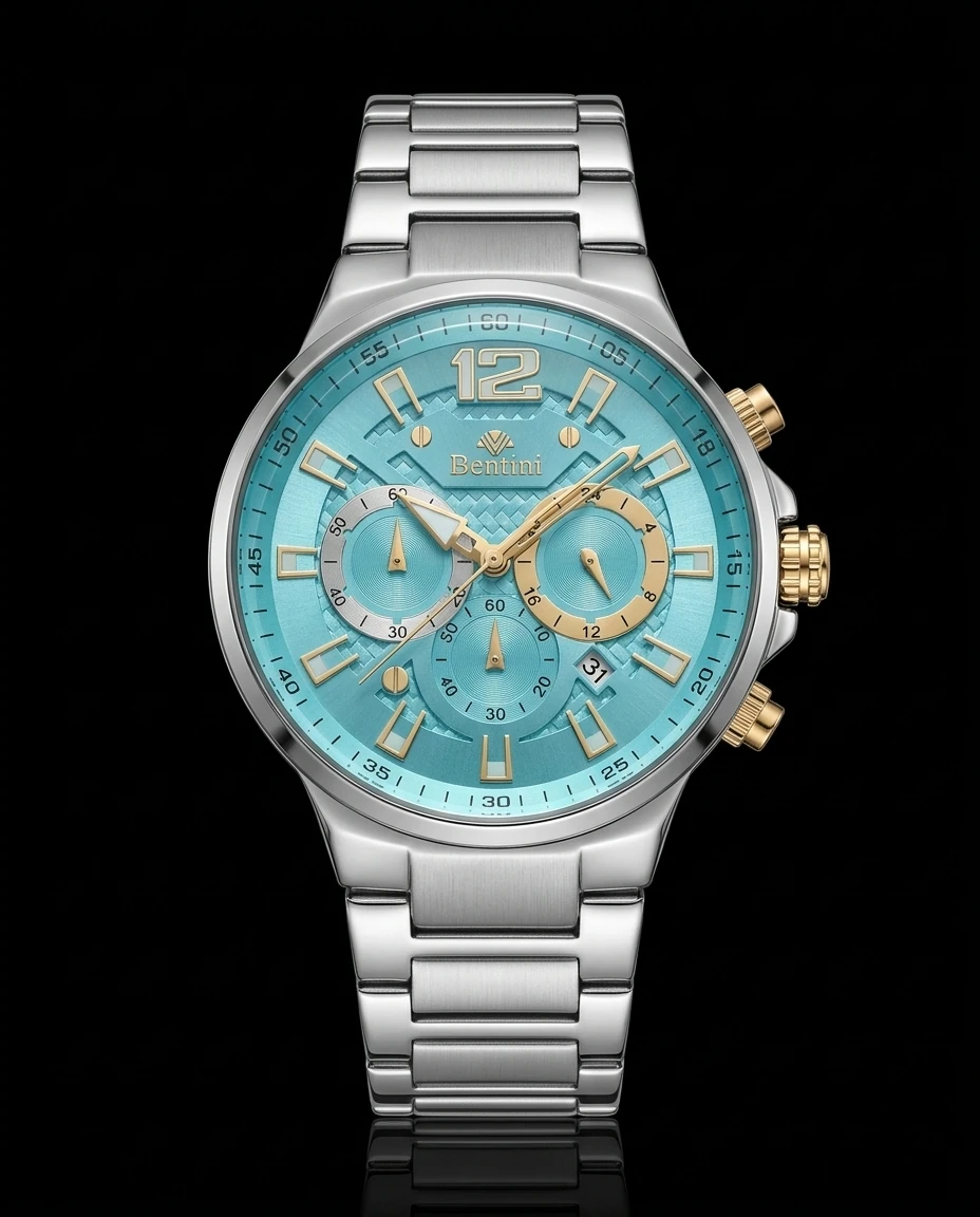 Bentini Claudio erkek kol saati — quartz, 42 mm kasa, çelik kordon