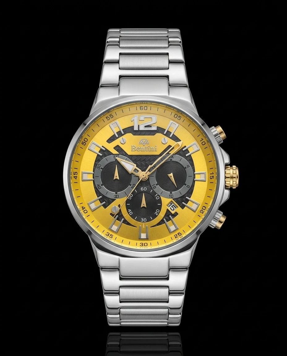 Bentini Benedetto erkek kol saati — quartz, 42 mm kasa, çelik kordon
