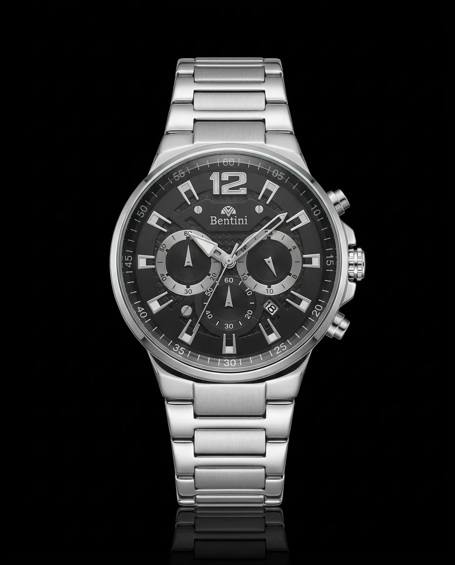Bentini Aurelio erkek kol saati — quartz, 42 mm kasa, çelik kordon