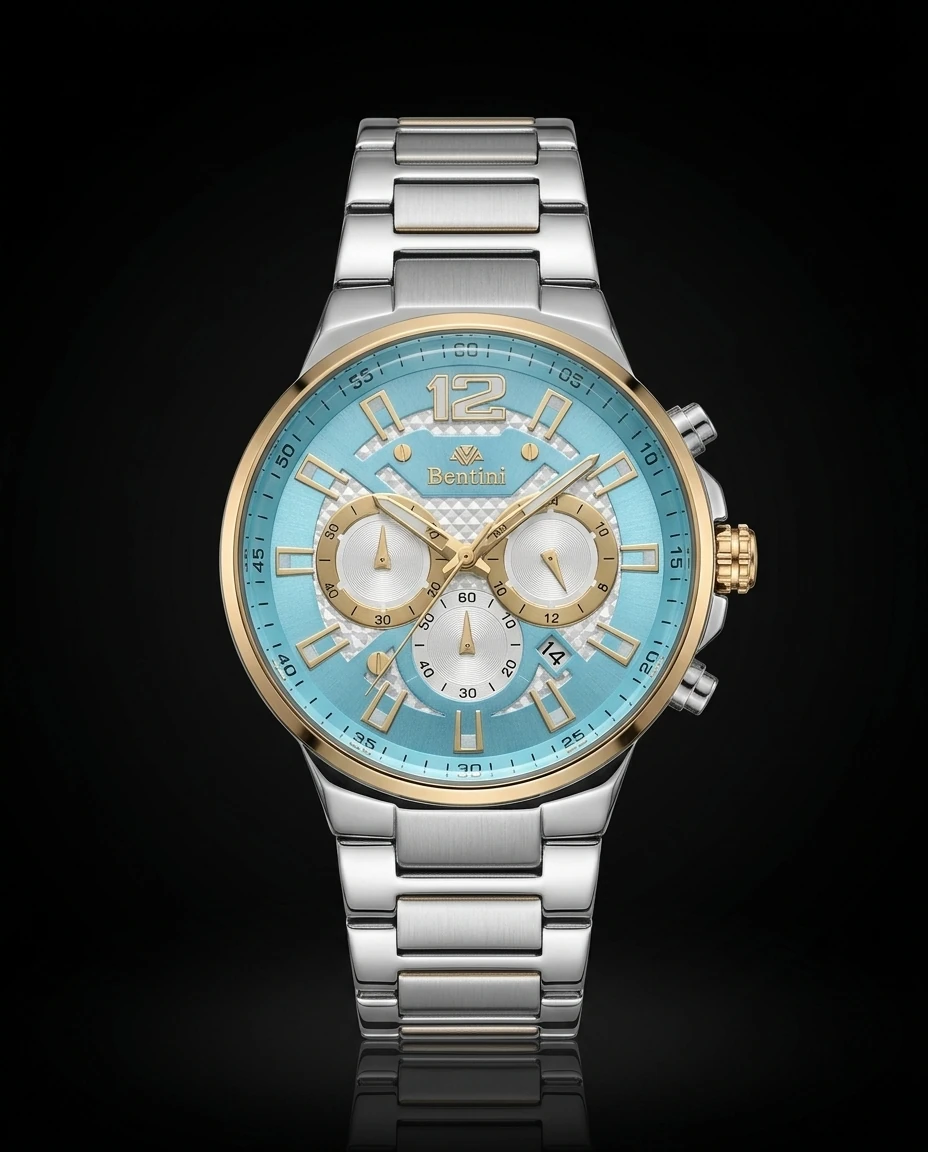 Bentini Ravenna erkek kol saati — quartz, 42 mm kasa, çelik kordon