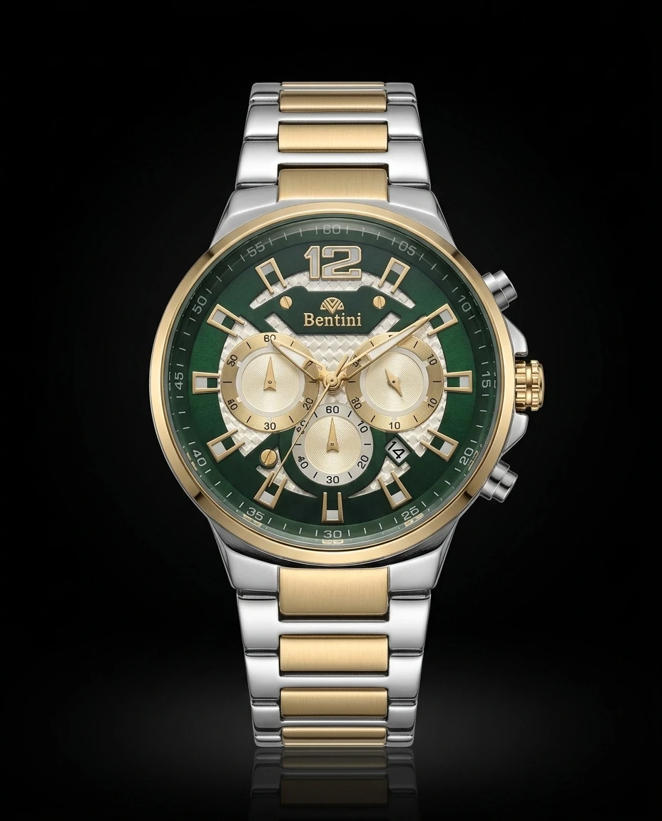 Bentini Milano erkek kol saati — quartz, 42 mm kasa, çelik kordon