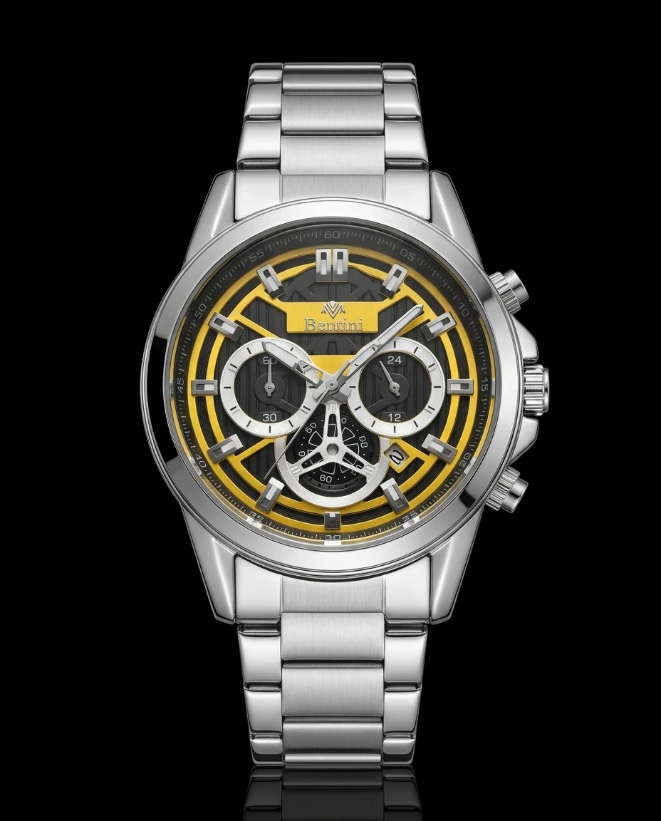 Bentini Corsaro erkek kol saati — quartz, 42 mm kasa, çelik kordon