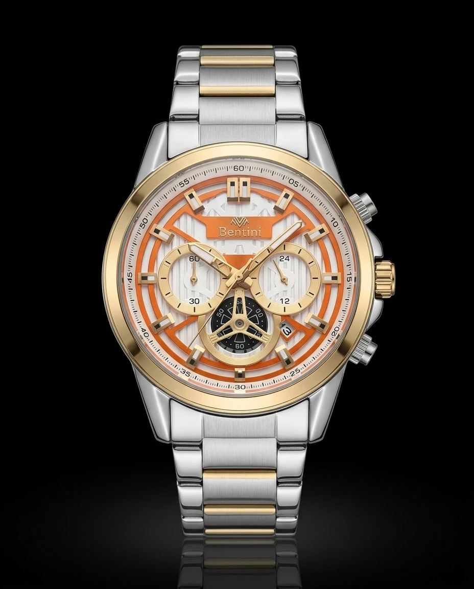 Bentini Comandante erkek kol saati — quartz, 42 mm kasa, çelik kordon