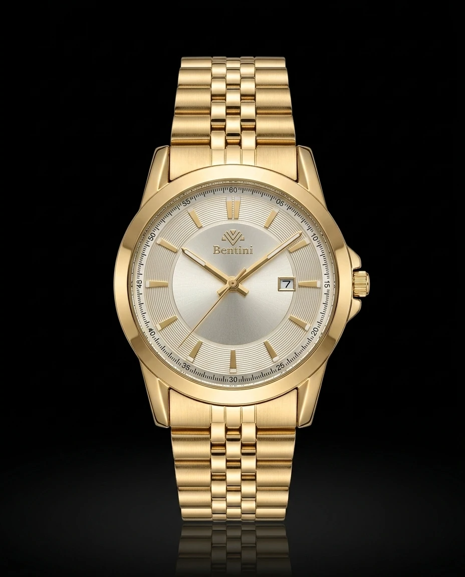 Bentini Paolo erkek kol saati — quartz, 42 mm kasa, çelik kordon