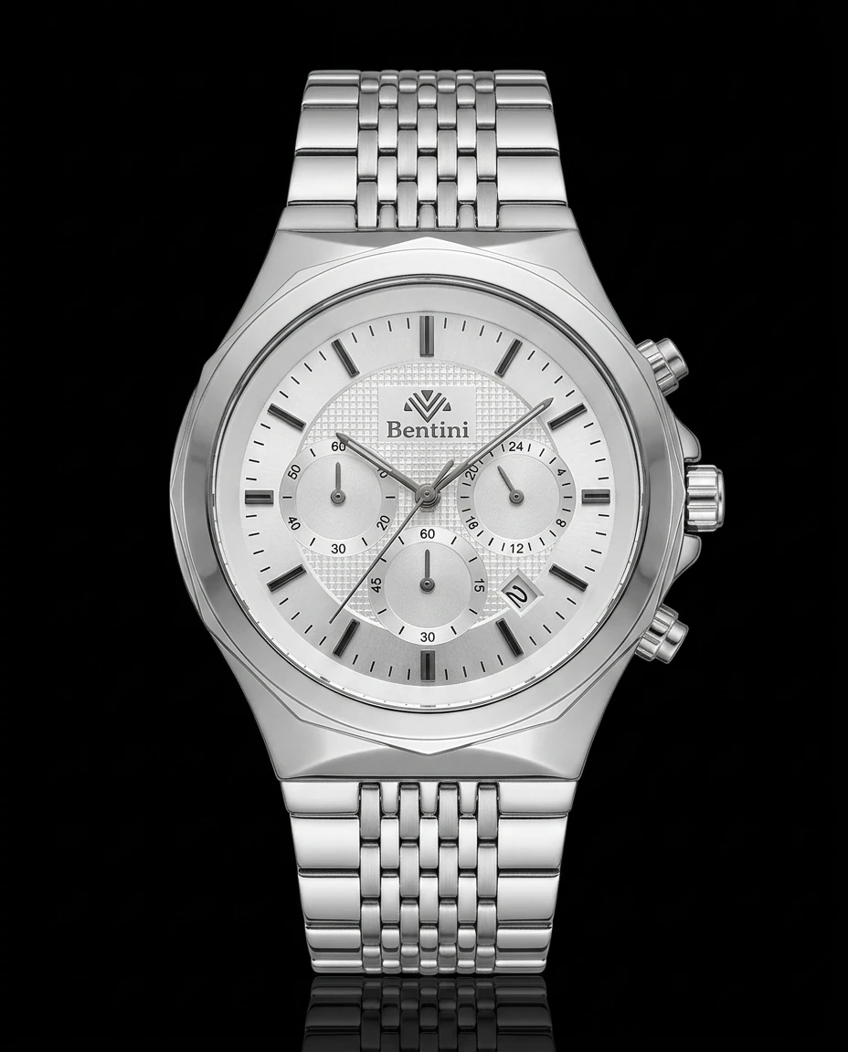 Bentini Enzo erkek kol saati — quartz, 42 mm kasa, çelik kordon