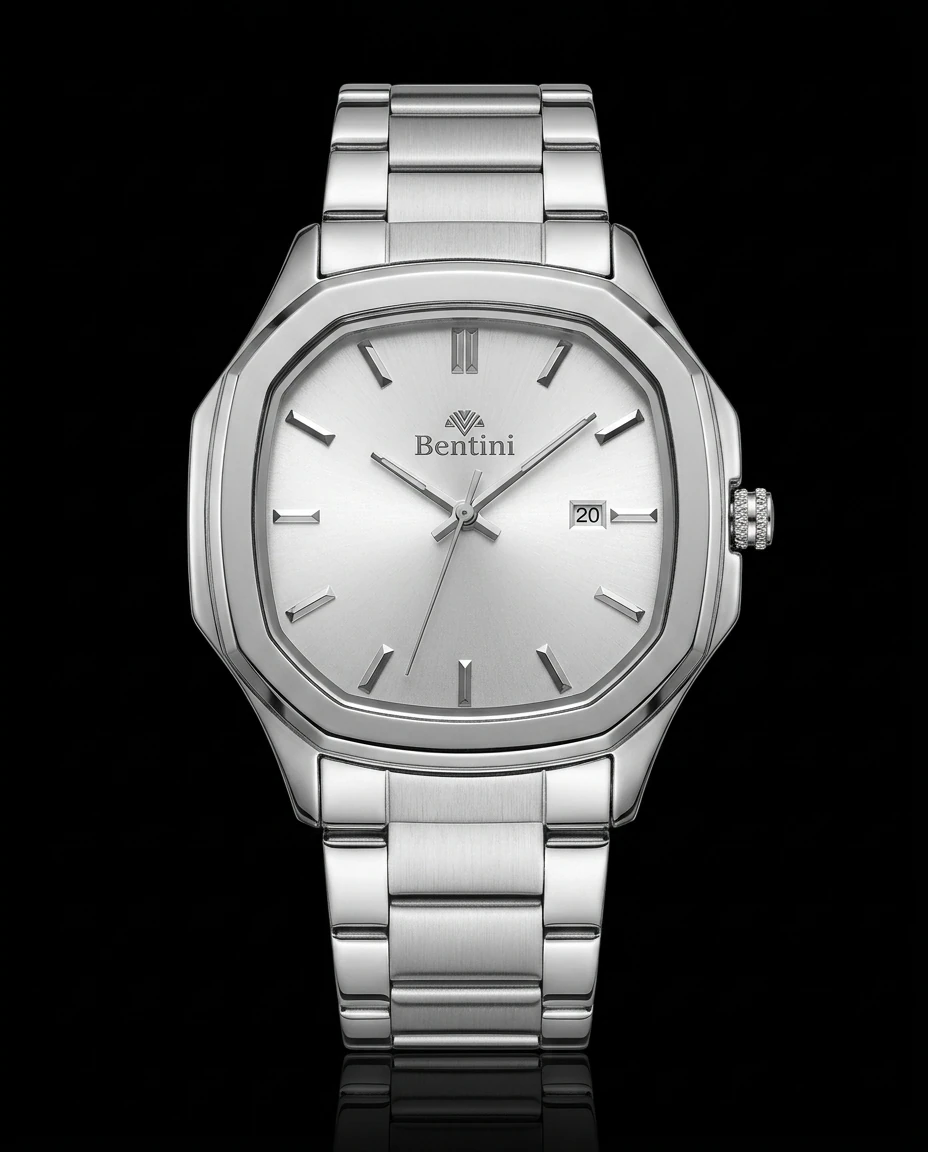 Bentini Francesco erkek kol saati — quartz, 42 mm kasa, çelik kordon