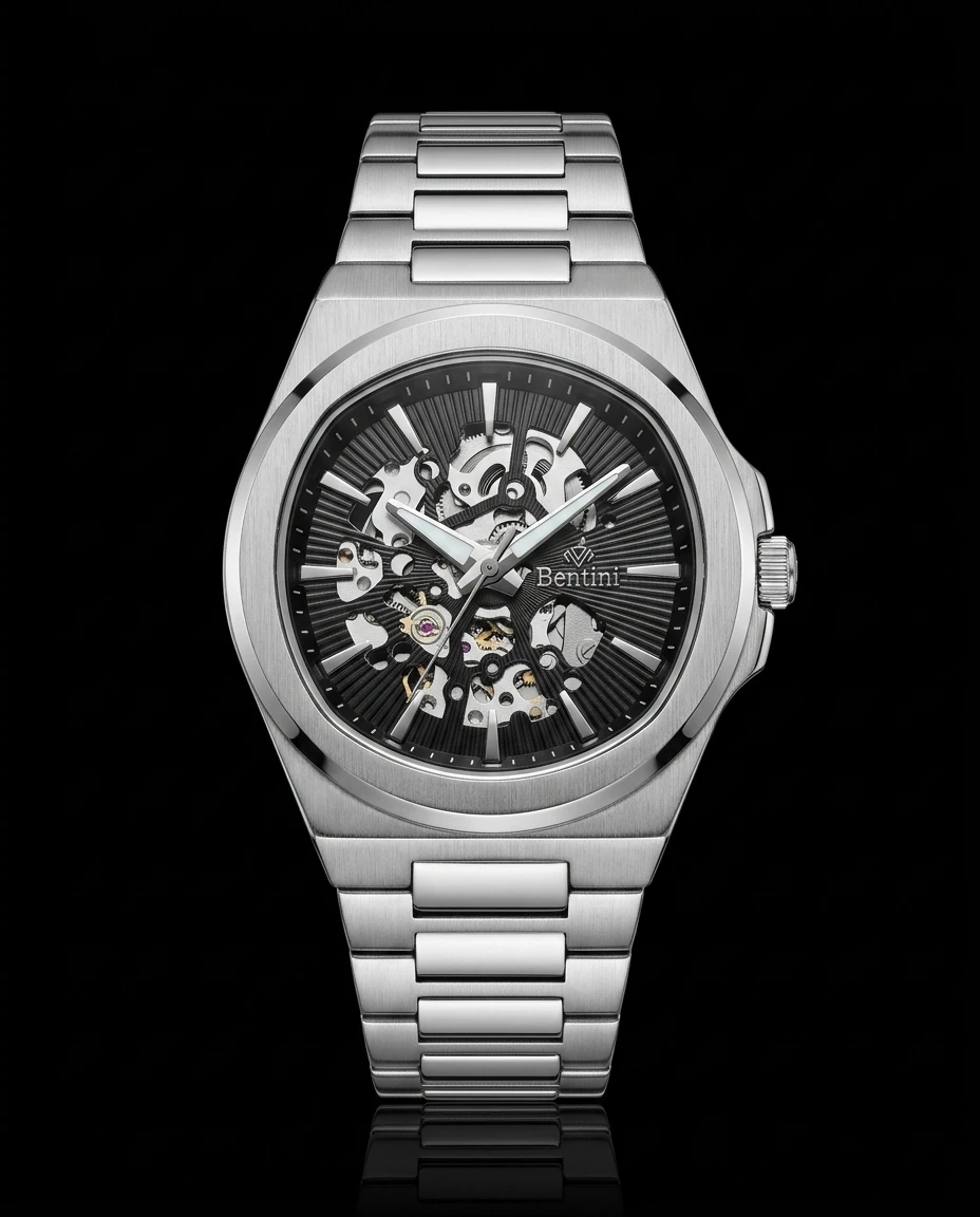Bentini Alessandro erkek kol saati — otomatik, 42 mm kasa, çelik kordon