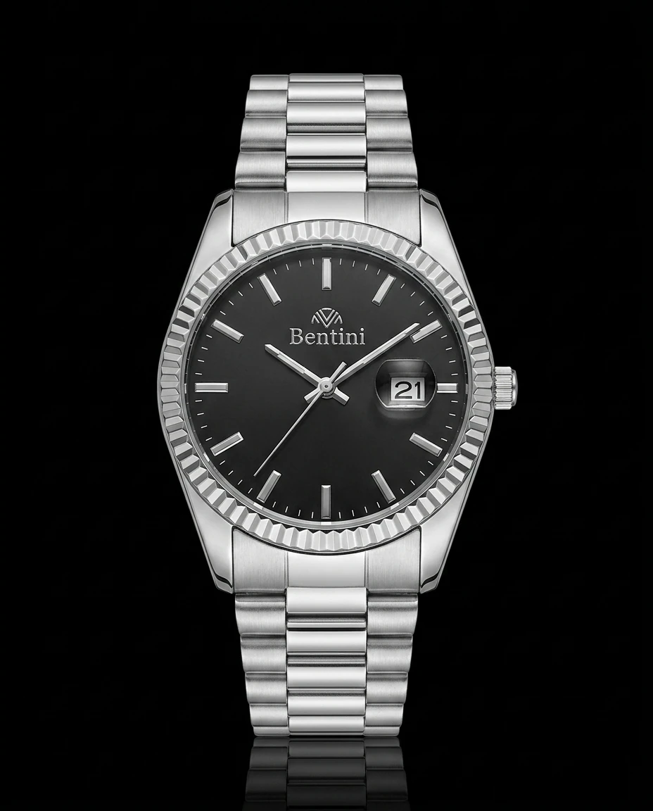 Bentini Aldo erkek kol saati — quartz, 42 mm kasa, çelik kordon