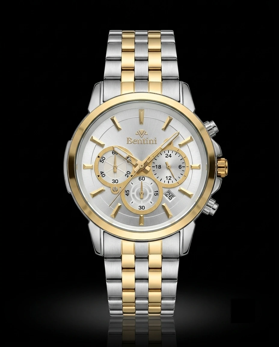Bentini Amadeo erkek kol saati — quartz, 41 mm kasa, çelik kordon