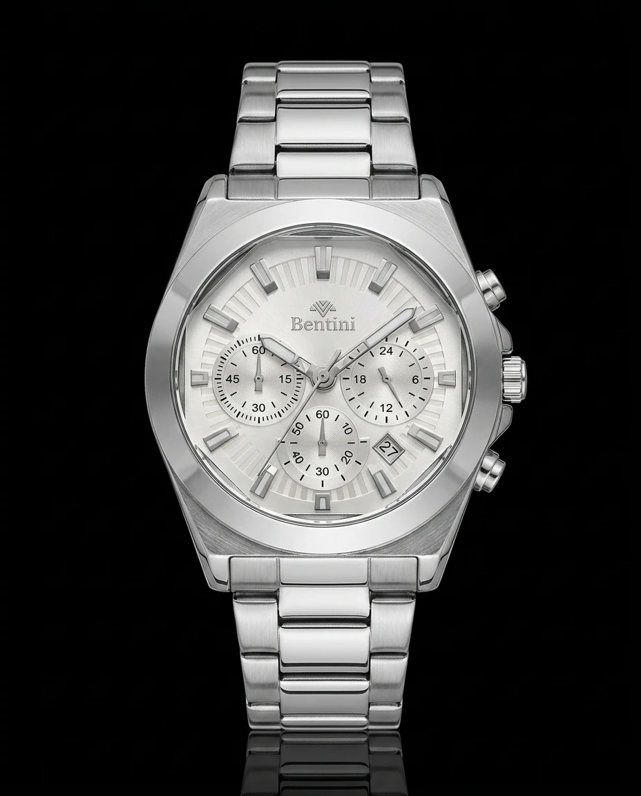 Bentini Silvio erkek kol saati — quartz, 42 mm kasa, çelik kordon
