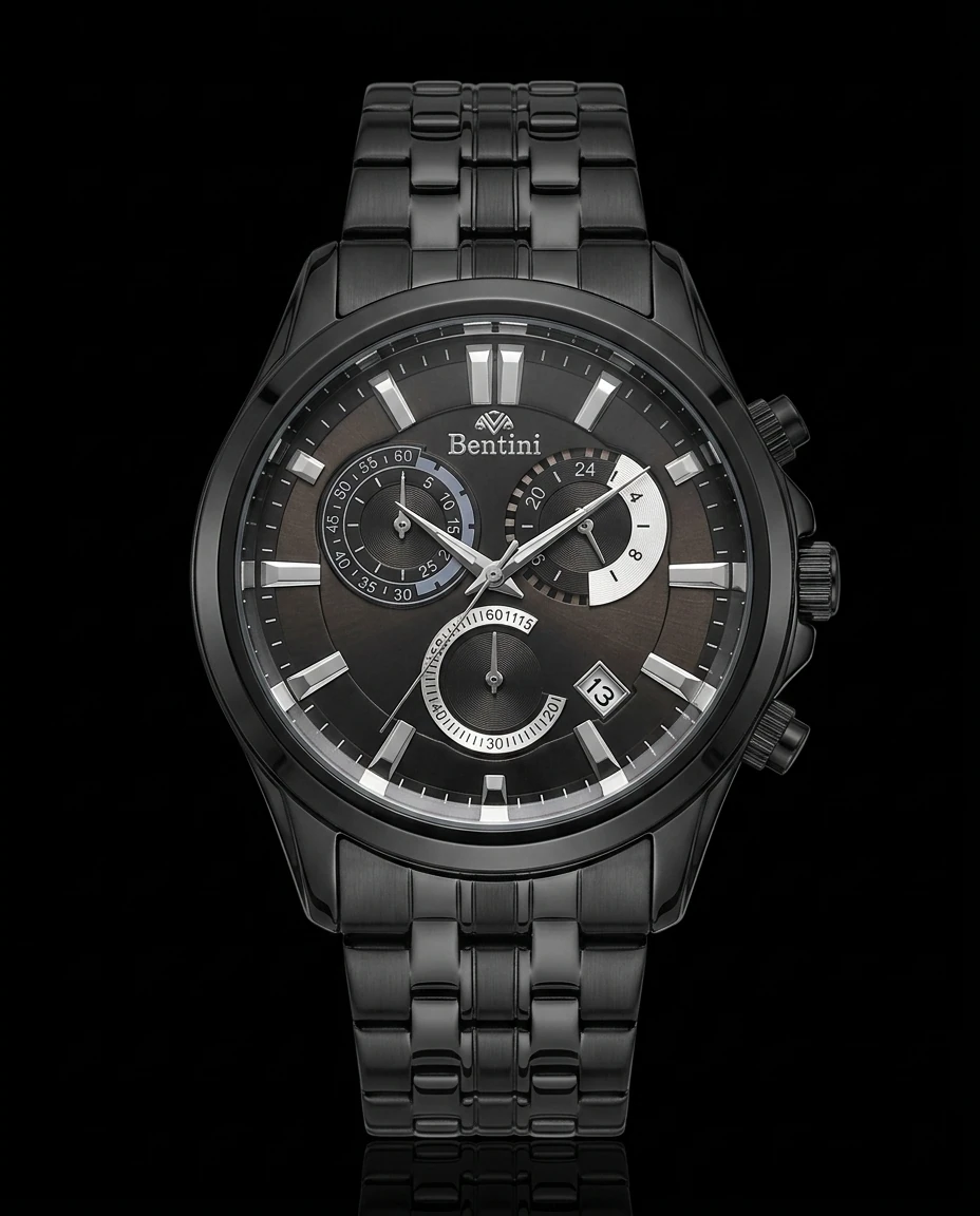 Bentini Nico erkek kol saati — quartz, 42 mm kasa, çelik kordon