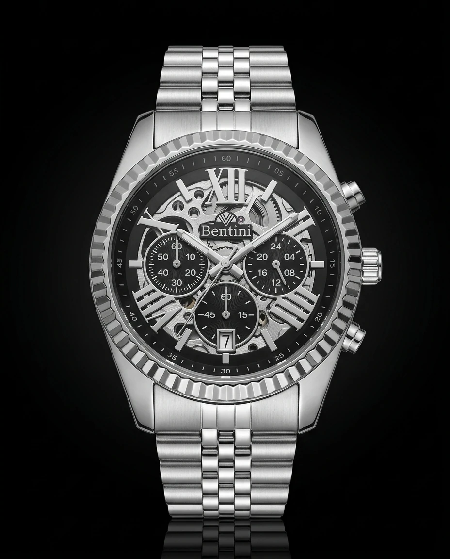 Bentini Ugo erkek kol saati — quartz, 41 mm kasa, çelik kordon