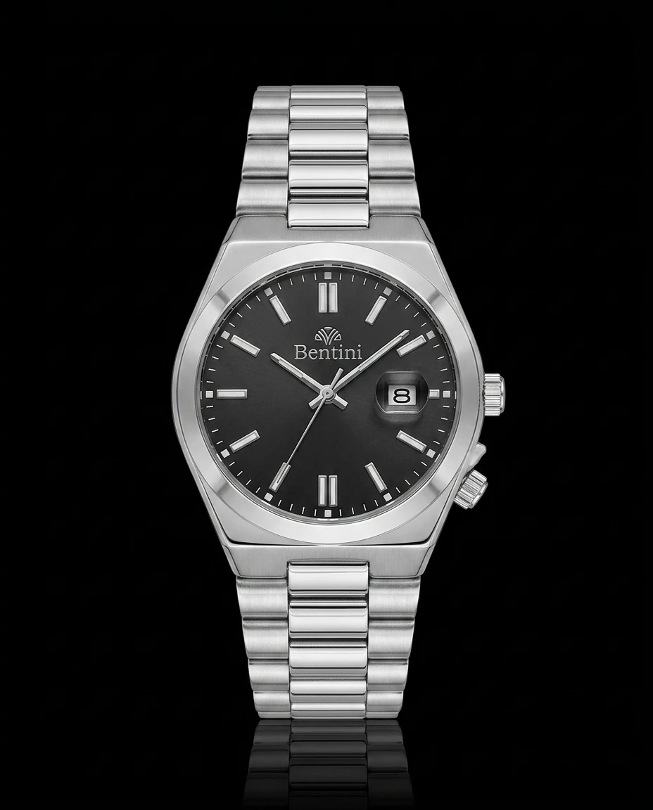 Bentini Valerio erkek kol saati — quartz, 41 mm kasa, çelik kordon