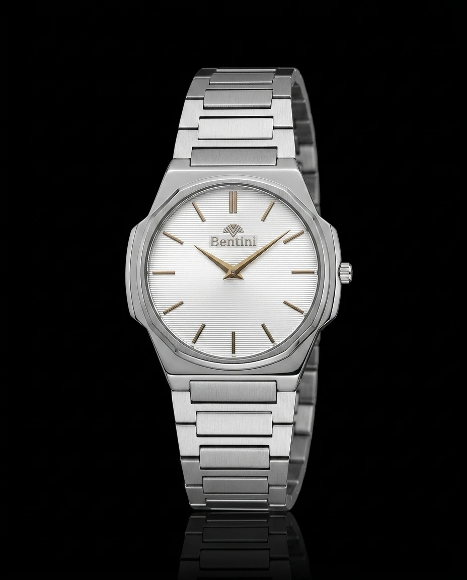 Bentini Tazio erkek kol saati — quartz, 42 mm kasa, çelik kordon