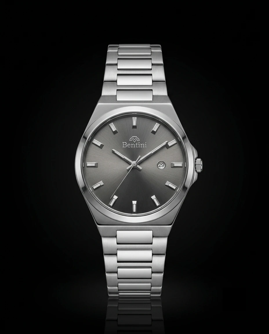 Bentini Salvatore erkek kol saati — quartz, 42 mm kasa, çelik kordon