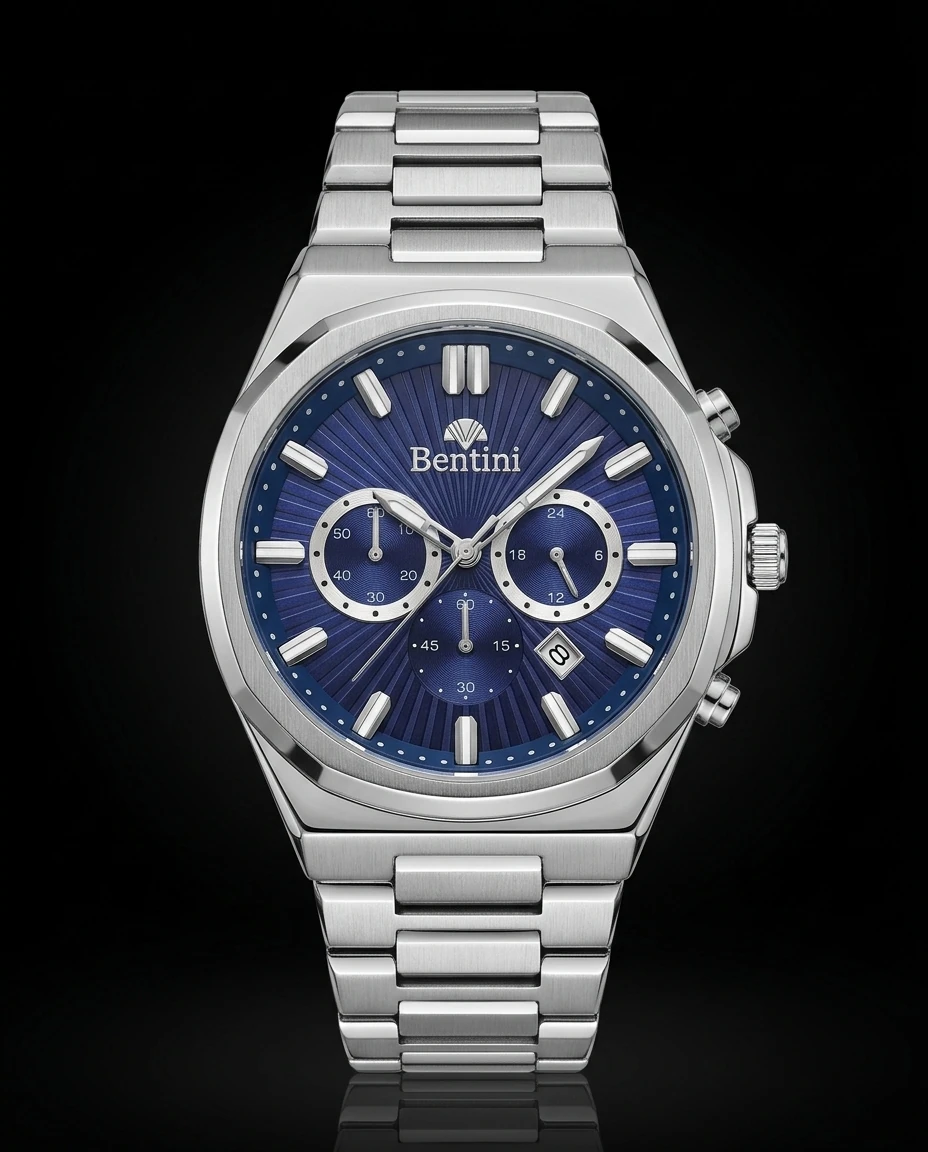 Bentini Adriano erkek kol saati — quartz, 40 mm kasa, çelik kordon