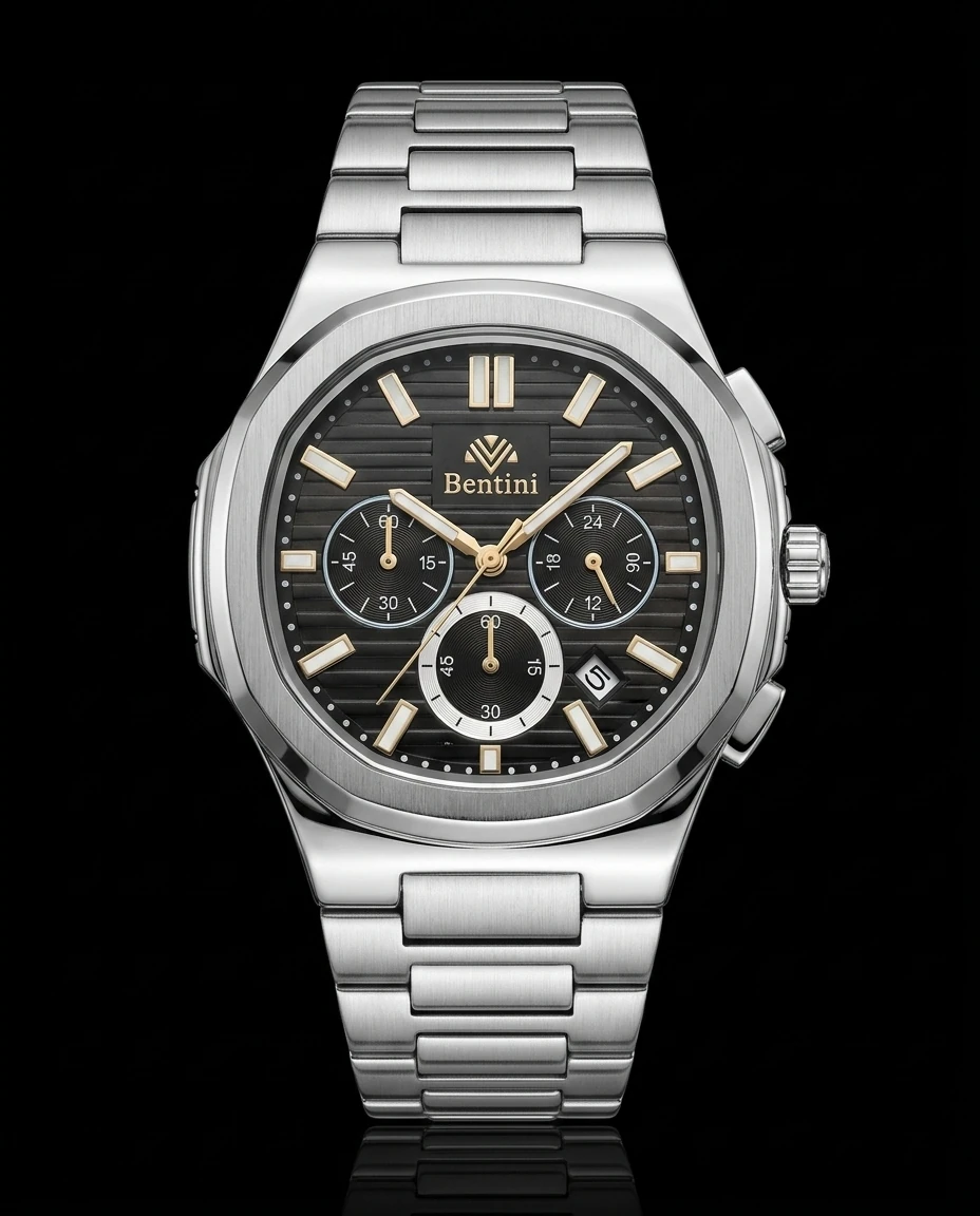 Bentini Vincenzo erkek kol saati — quartz, 40 mm kasa, çelik kordon