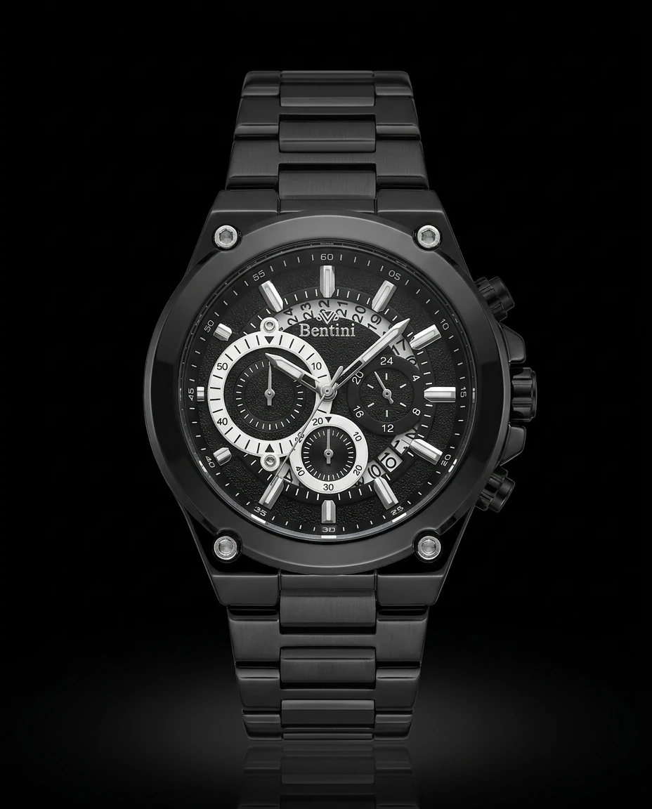 Bentini Romano erkek kol saati — quartz, 42 mm kasa, çelik kordon