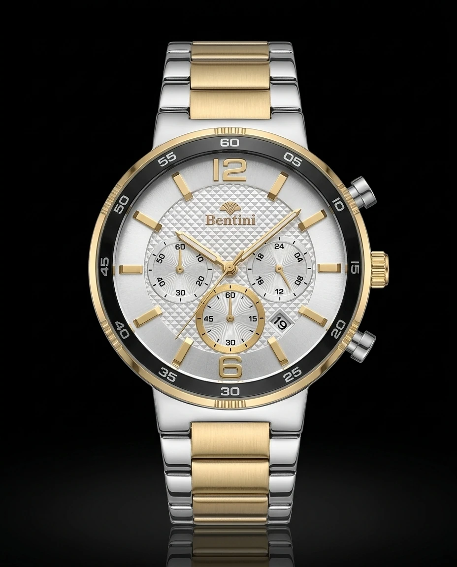 Bentini Nicola erkek kol saati — quartz, 42 mm kasa, çelik kordon